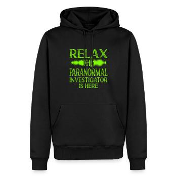 L’enquêteur paranormal est là - Relax Bro Design - Sweat à capuche Premium bio Homme - noir - Devant - Nico (187cm)