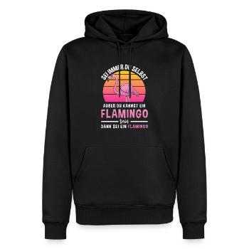 Rosa Roter Vogel Flamingo - Männer Premium Bio Hoodie - Schwarz - Vorne - Nico (187cm)