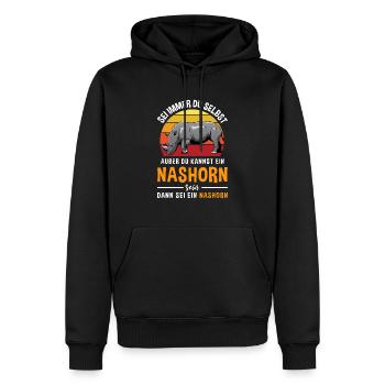 Afrika Tier Horn Einhorn Safari Nashorn - Männer Premium Bio Hoodie - Schwarz - Vorne - Nico (187cm)