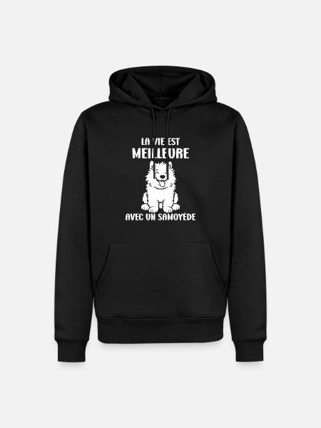 Humour Chien Samoyède - Sweat à capuche Premium bio Homme - noir