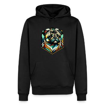 Mops Hund - Männer Premium Bio Hoodie - Schwarz - Vorne - Nico (187cm)