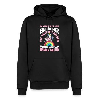 Licorne - Sweat à capuche Premium bio Homme - noir - Devant - Nico (187cm)