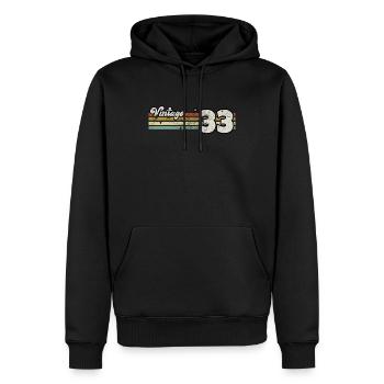 Rétro anniversaire né en 1933 Slogan Phrase citation - Sweat à capuche Premium bio Homme - noir - Devant - Nico (187cm)