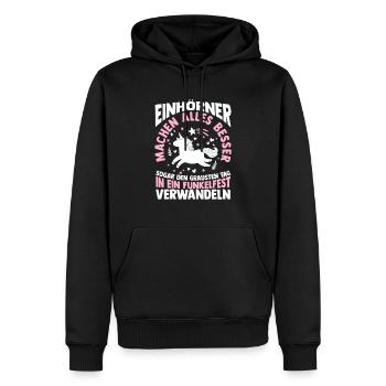 Licorne - Sweat à capuche Premium bio Homme - noir - Devant - Nico (187cm)
