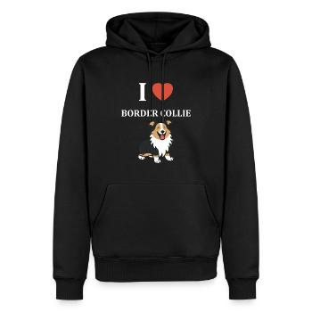 Humour chien border collie - Sweat à capuche Premium bio Homme - noir - Devant - Nico (187cm)