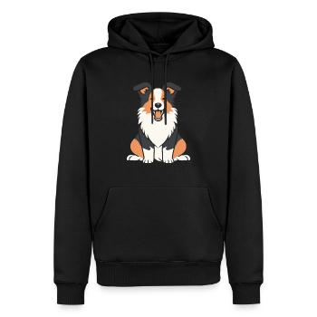 Humour chien border collie - Sweat à capuche Premium bio Homme - noir - Devant - Nico (187cm)