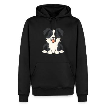 Humour chien border collie - Sweat à capuche Premium bio Homme - noir - Devant - Nico (187cm)