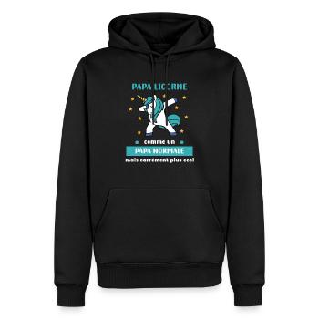 Papa Einhorn Dab Dab Normal Humor Geschenk Papa - Männer Premium Bio Hoodie - Schwarz - Vorne - Nico (187cm)