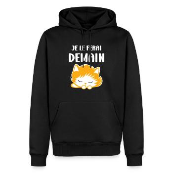Je le ferai demain - Sweat à capuche Premium bio Homme - noir - Devant - Nico (187cm)