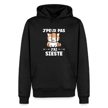 J'ai sieste - Sweat à capuche Premium bio Homme - noir - Devant - Nico (187cm)