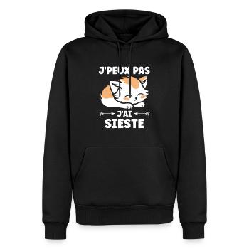 J'ai sieste - Sweat à capuche Premium bio Homme - noir - Devant - Nico (187cm)