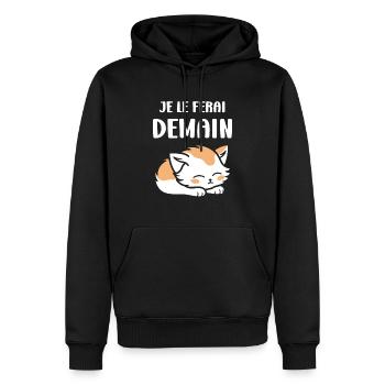 Je le ferai demain - Sweat à capuche Premium bio Homme - noir - Devant - Nico (187cm)