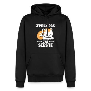 J'ai sieste - Sweat à capuche Premium bio Homme - noir - Devant - Nico (187cm)