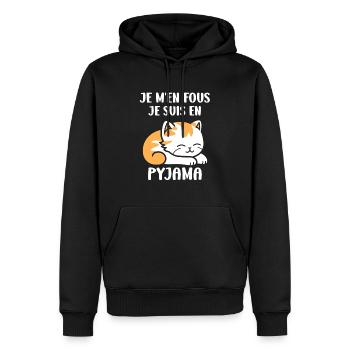 Je m'en fous je suis en pyjama - Sweat à capuche Premium bio Homme - noir - Devant - Nico (187cm)