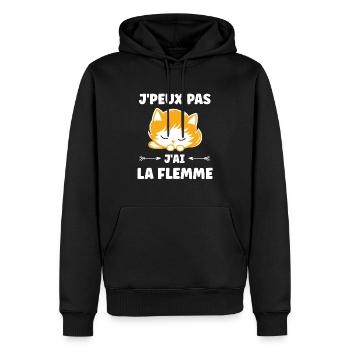 J'ai la flemme - Sweat à capuche Premium bio Homme - noir - Devant - Nico (187cm)