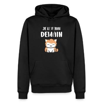 Je le ferai demain - Sweat à capuche Premium bio Homme - noir - Devant - Nico (187cm)