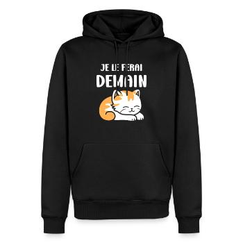 Je le ferai demain - Sweat à capuche Premium bio Homme - noir - Devant - Nico (187cm)