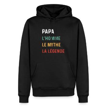 Dad Man Myth Legend Vintage Gift Dad - Men’s Premium Organic Hoodie - black - Front - Nico (187cm)