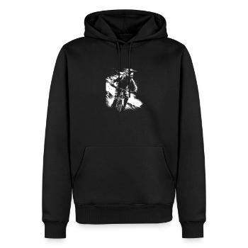 Cadeau de vélo de montagne pour les vététistes - Sweat à capuche Premium bio Homme - noir - Devant - Nico (187cm)