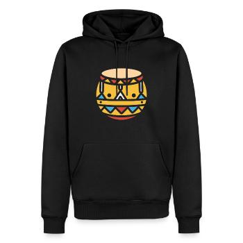 Humour tambour batucada - Sweat à capuche Premium bio Homme - noir - Devant - Nico (187cm)