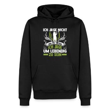 Chasse, Chasse, Cerf, Chasse, Sanglier, Chasseur, Chasseur - Sweat à capuche Premium bio Homme - noir - Devant - Nico (187cm)
