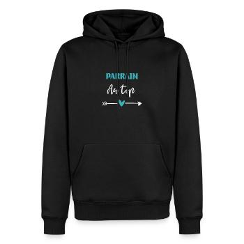 Pate oben Herz Pate Geschenk - Männer Premium Bio Hoodie - Schwarz - Vorne - Nico (187cm)