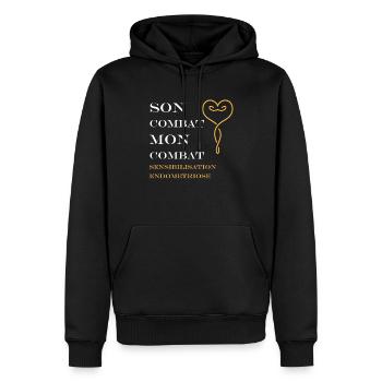 sensibilisation endométriose - Sweat à capuche Premium bio Homme - noir - Devant - Nico (187cm)