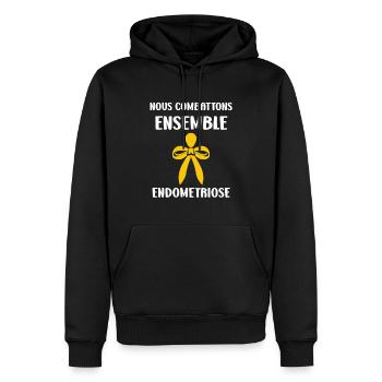 sensibilisation endométriose - Sweat à capuche Premium bio Homme - noir - Devant - Nico (187cm)