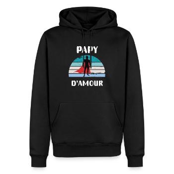 Opa Retro Liebe Vintage Opa - Männer Premium Bio Hoodie - Schwarz - Vorne - Nico (187cm)
