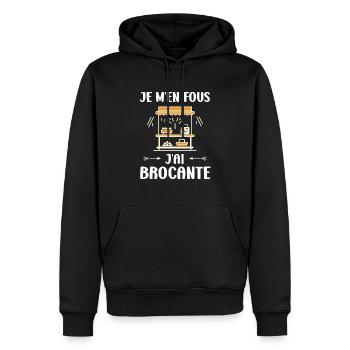 Vide grenier humour brocante - Sweat à capuche Premium bio Homme - noir - Devant - Nico (187cm)