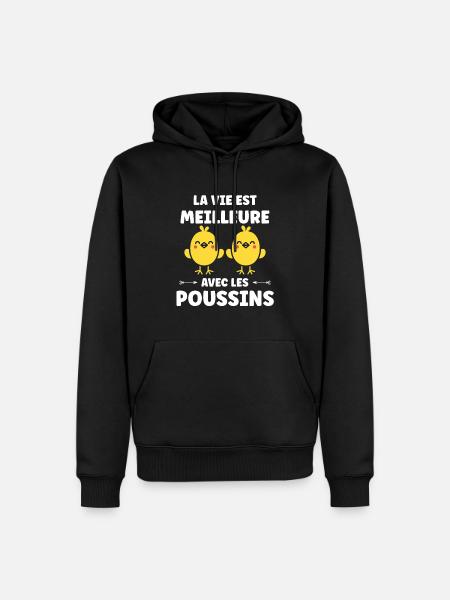 Humour petit poussin - Sweat à capuche Premium bio Homme - noir