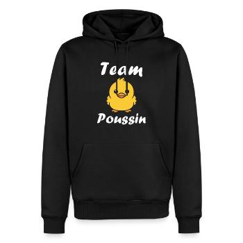 Humour petit poussin - Sweat à capuche Premium bio Homme - noir - Devant - Nico (187cm)