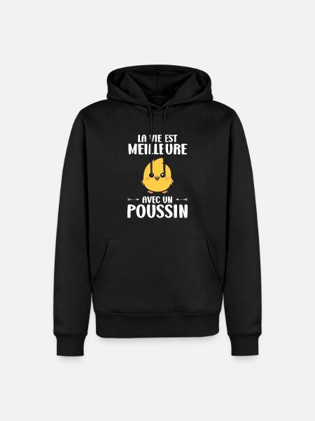 Humour petit poussin - Sweat à capuche Premium bio Homme - noir