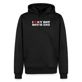 i love my hot boyfriend - Männer Premium Bio Hoodie - Schwarz - Vorne - Nico (187cm)