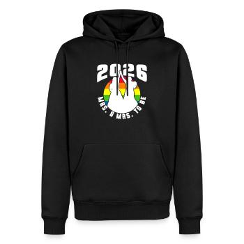 Gay Pride 2026 Mariage Mariage gay - Sweat à capuche Premium bio Homme - noir - Devant - Nico (187cm)