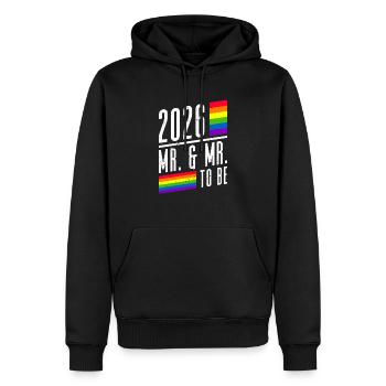 Gay Pride 2026 Mariage Mariage gay - Sweat à capuche Premium bio Homme - noir - Devant - Nico (187cm)