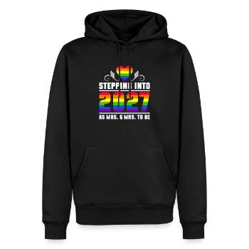 Gay Pride 2027 Mariage Mariage gay - Sweat à capuche Premium bio Homme - noir - Devant - Nico (187cm)