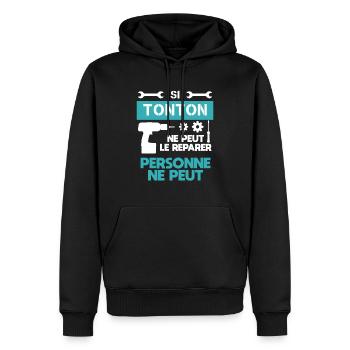 tonton bricolage bricoleur drôle humour cadeau - Sweat à capuche Premium bio Homme - noir - Devant - Nico (187cm)