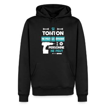 tonton bricolage bricoleur humour cadeau tonton - Sweat à capuche Premium bio Homme - noir - Devant - Nico (187cm)