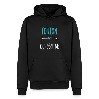 tonton qui déchire humour cadeau tonton - Sweat à capuche Premium bio Homme - noir - Devant - Nico (187cm)