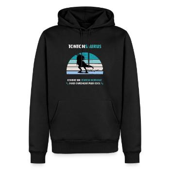 Onkel Saurus, Normaler Dinosaurier, T-Rex, Onkel Geschenk, - Männer Premium Bio Hoodie - Schwarz - Vorne - Nico (187cm)