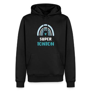 Super Uncle Rainbow Uncle Gift - Men’s Premium Organic Hoodie - black - Front - Nico (187cm)