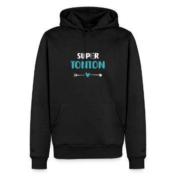 Super Uncle Heart Uncle Gift - Men’s Premium Organic Hoodie - black - Front - Nico (187cm)