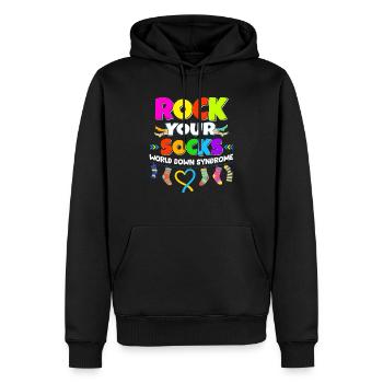 Journée de sensibilisation au syndrome de Down WDSD - Rock Your Socks - Sweat à capuche Premium bio Homme - noir - Devant - Nico (187cm)