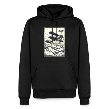Vintage Airplane Poster - Men’s Premium Organic Hoodie - black - Front - Nico (187cm)