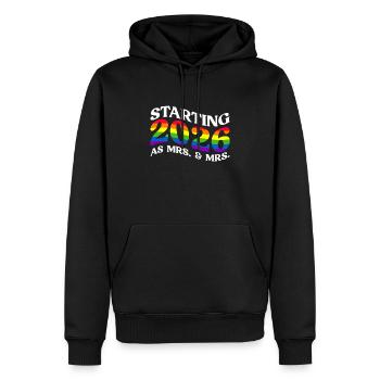 Gay Pride 2026 Mariage Mariage gay - Sweat à capuche Premium bio Homme - noir - Devant - Nico (187cm)