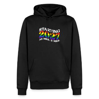 Gay Pride 2027 Mariage Mariage gay - Sweat à capuche Premium bio Homme - noir - Devant - Nico (187cm)
