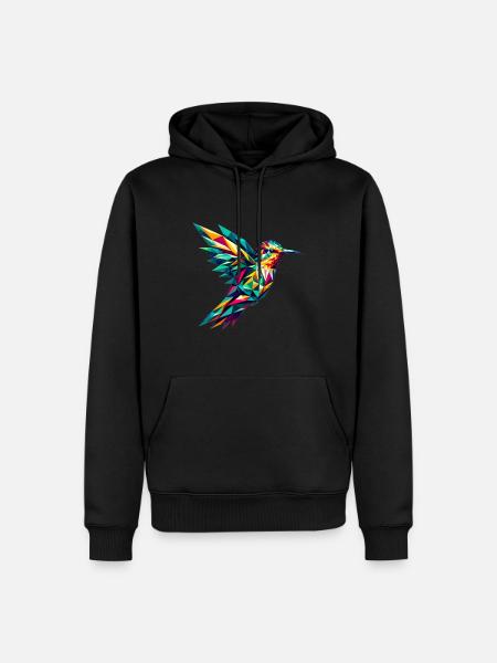 Hummingbird in polygon representation - Men’s Premium Organic Hoodie - black