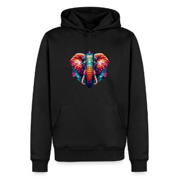 Éléphant dans l’illustration polygonale - Sweat à capuche Premium bio Homme - noir - Devant - Nico (187cm)