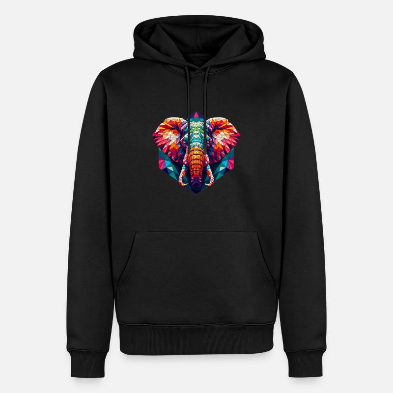 Elefant in Polygonendarstellung - Männer Premium Bio Hoodie - Schwarz
